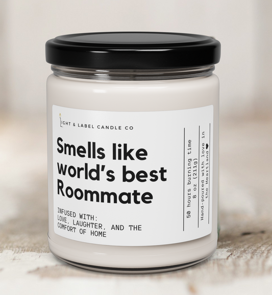 Smells Like World's Best Roommate Candle Gift, College Dorm Apartment Thank You End Year Gift, Roommate Christmas Gift, Roommate Bestie