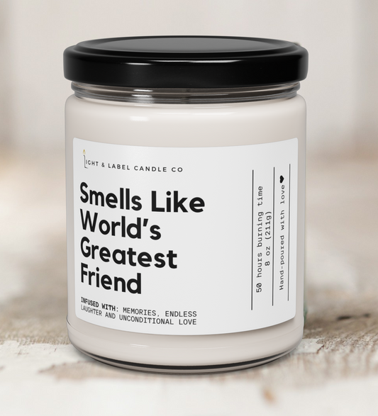 Smells Like Worlds Greatest Friend Candle Gift, Soy Wax Candle Friend Gift, Best Friend Christmas Gift, Best Friend Birthday Gift